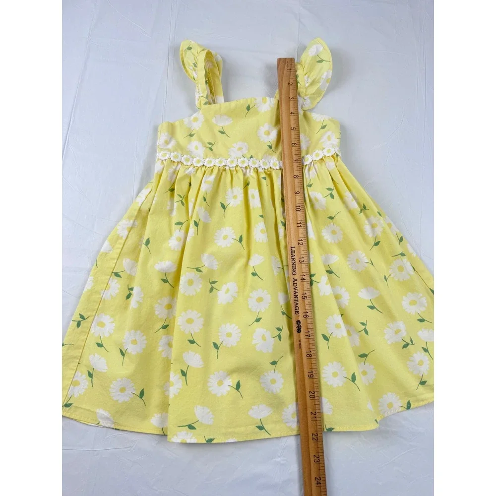 Gymboree Yellow Daisy Floral Cotton Ruffle Strap Dress Kids 3T Summer Sundress